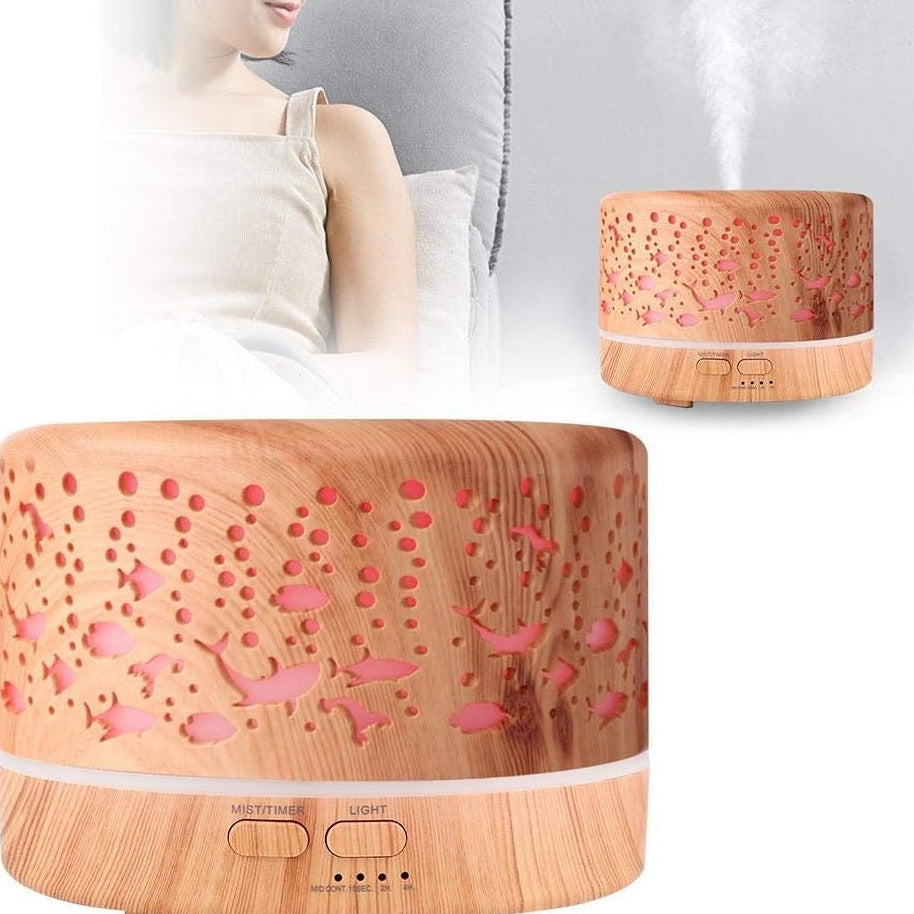 Diffuseur d'Huile Essentielle et Humidificateur d'Air Ultrasonique - 700 ml avec 7 Couleurs d'Ambiance