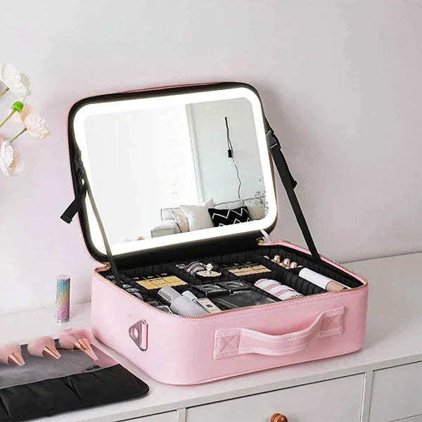 Coffret de Maquillage Professionnel avec Miroir Éclairé