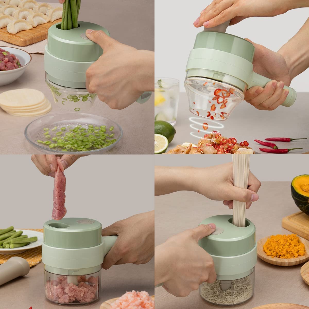 Mini hachoir à Légumes Électrique USB 4 en 1, sans fil