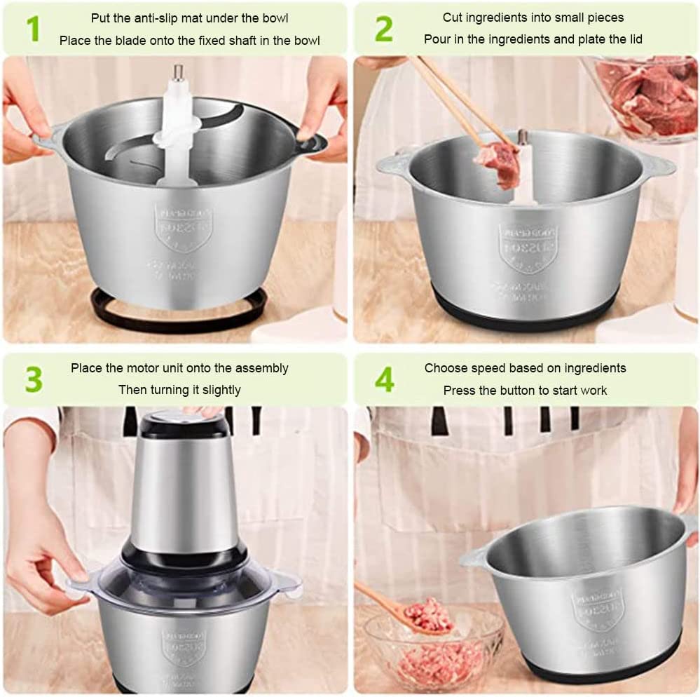 Hachoir électrique 3 Litres Avec double bol (inox et verre)