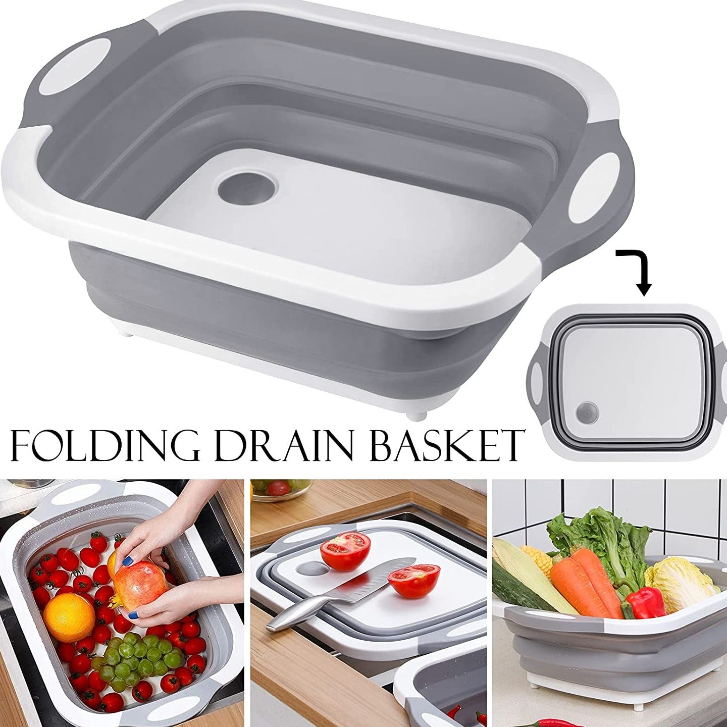 Multifonctions Panier Pliable 4 en 1 -Planche à découper