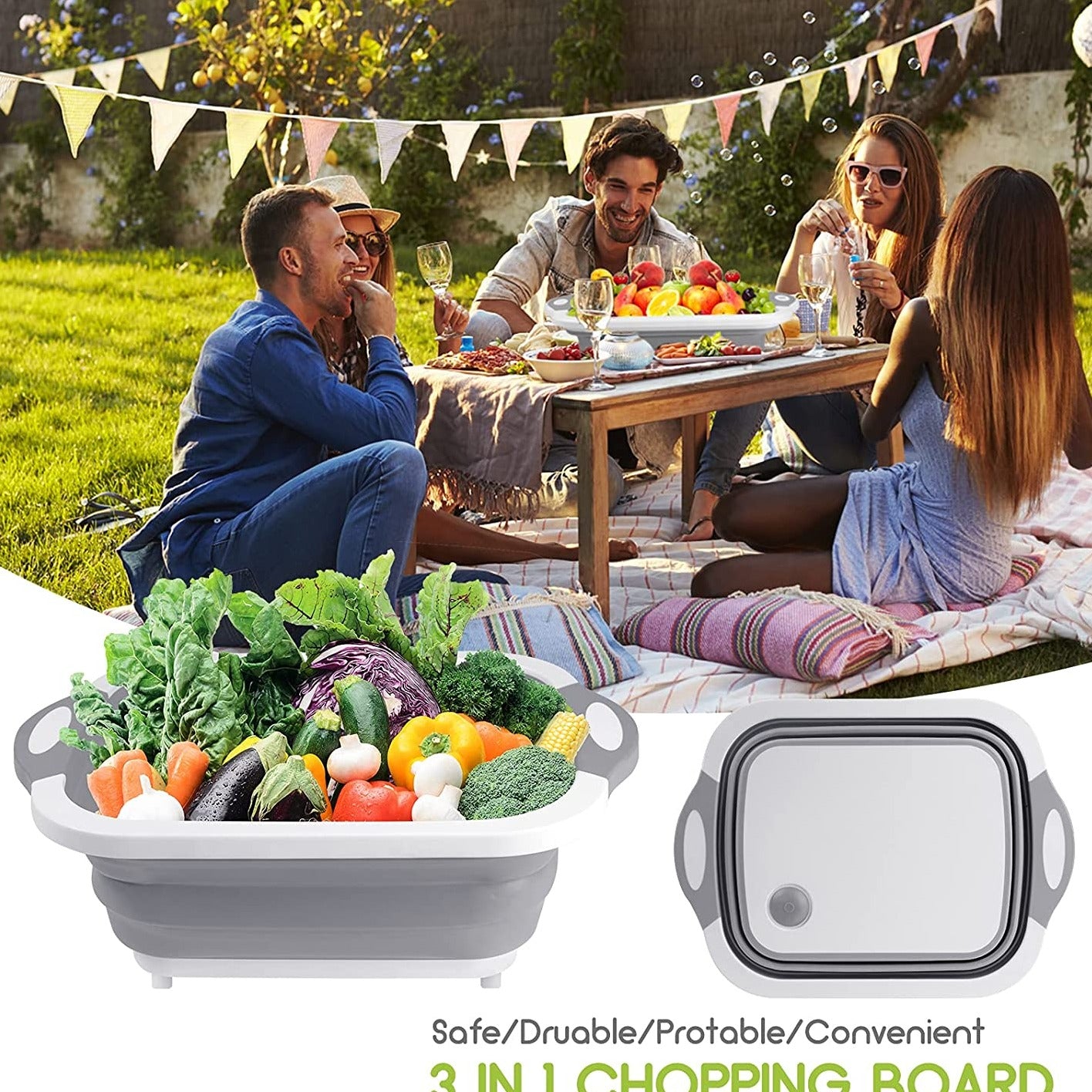 Multifonctions Panier Pliable 4 en 1 -Planche à découper