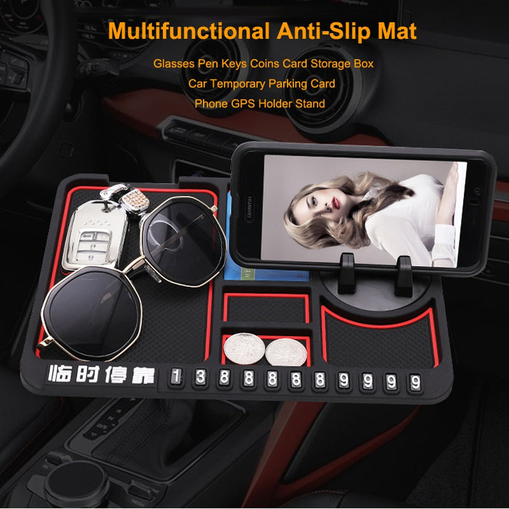Tapis + Support Téléphone Antidérapant Pour Tableau De Bord De Voiture