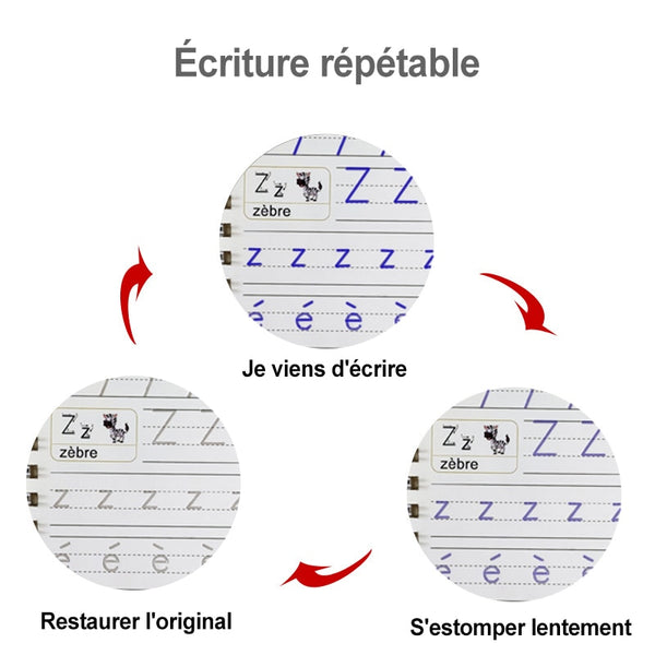 Cahier d'écriture calligraphie (12 livres) en Arabe/Anglais/Français