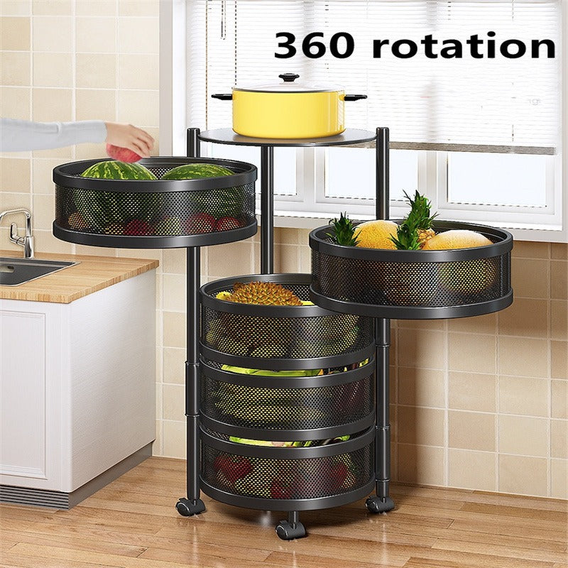 4 Tiers, Etagère Pivotante 360° pour Rangement Mobile