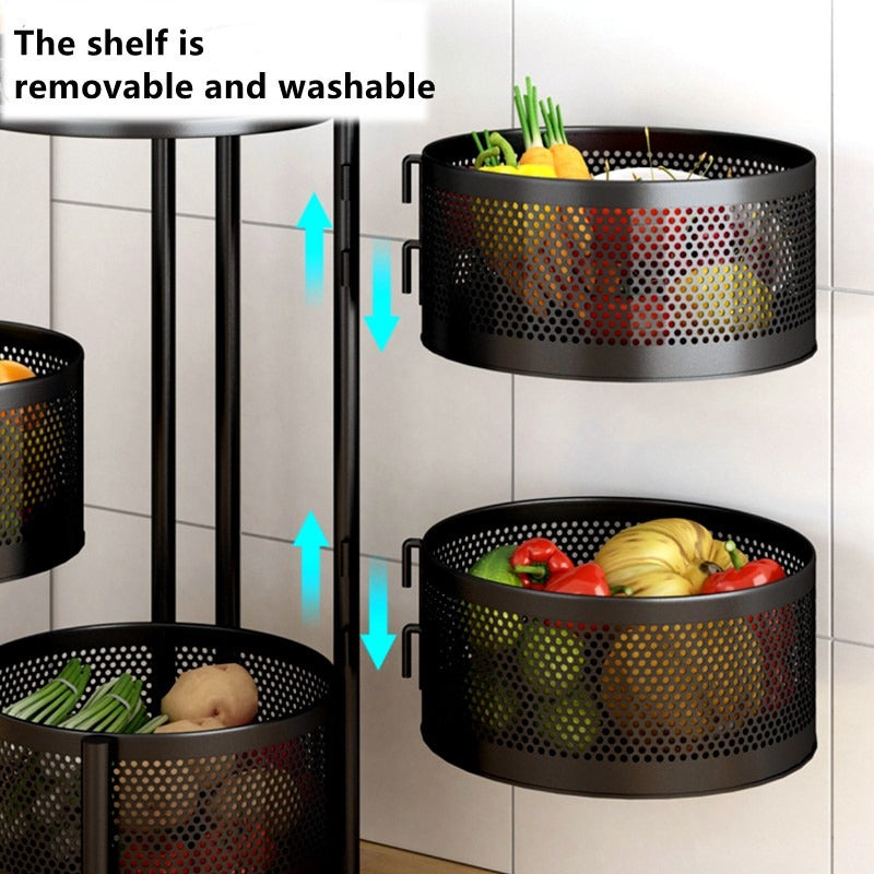 4 Tiers, Etagère Pivotante 360° pour Rangement Mobile