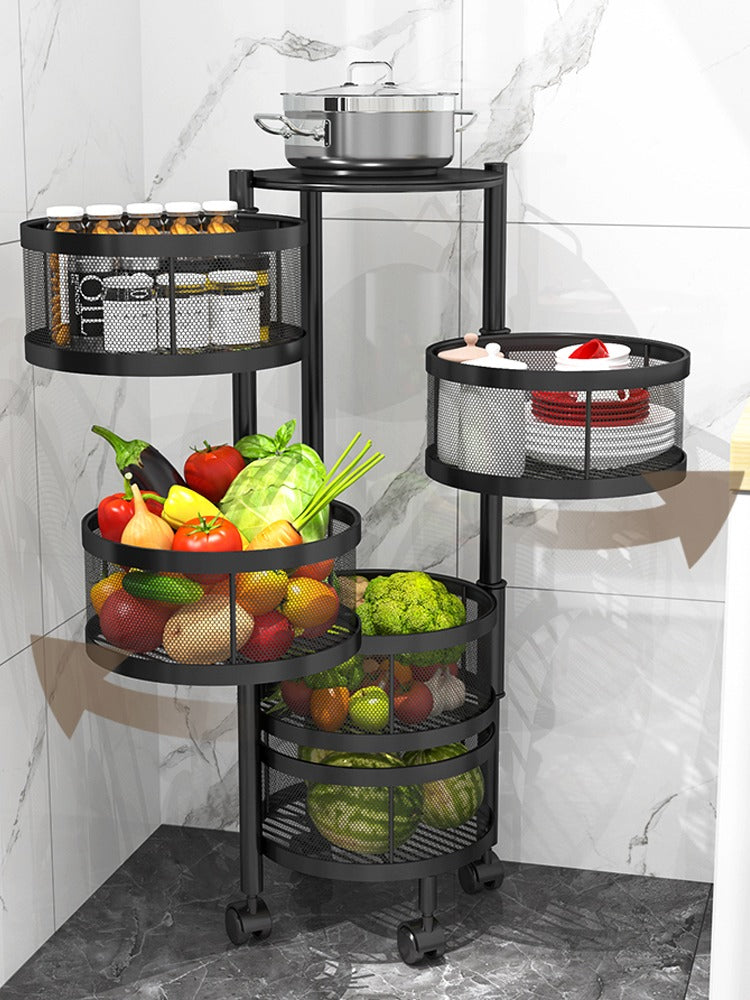 4 Tiers, Etagère Pivotante 360° pour Rangement Mobile