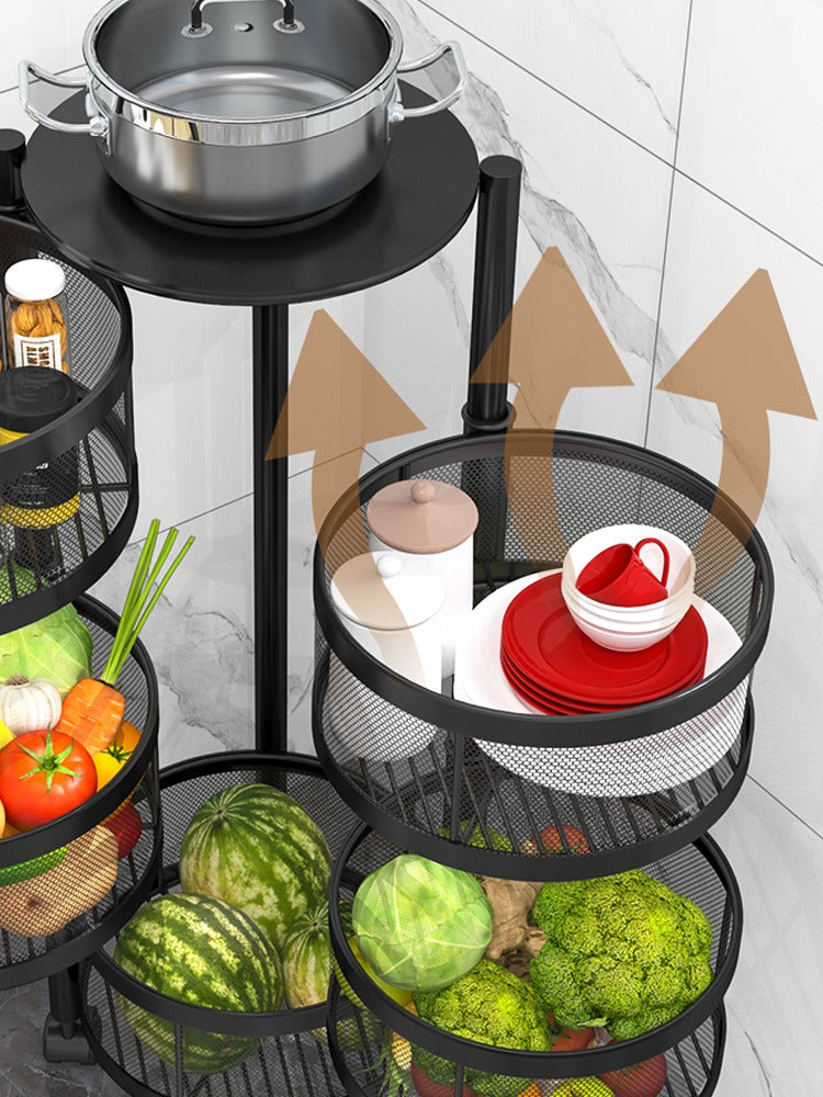 4 Tiers, Etagère Pivotante 360° pour Rangement Mobile