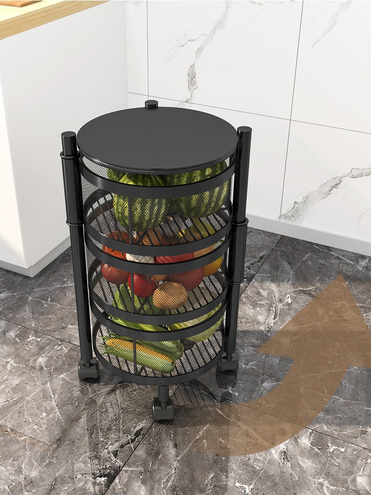 4 Tiers, Etagère Pivotante 360° pour Rangement Mobile