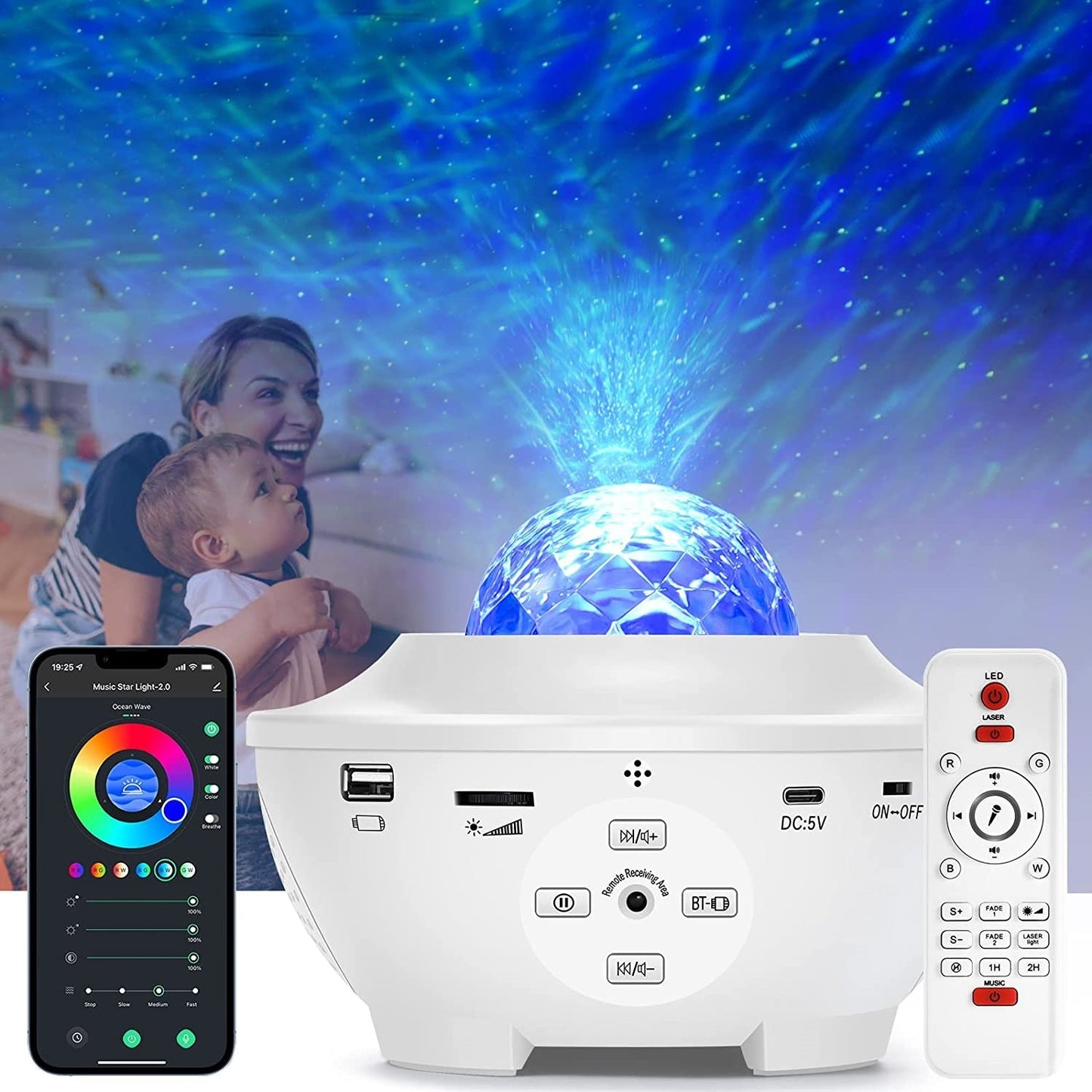 Projecteur étoilé avec haut-parleurs Bluetooth intégré