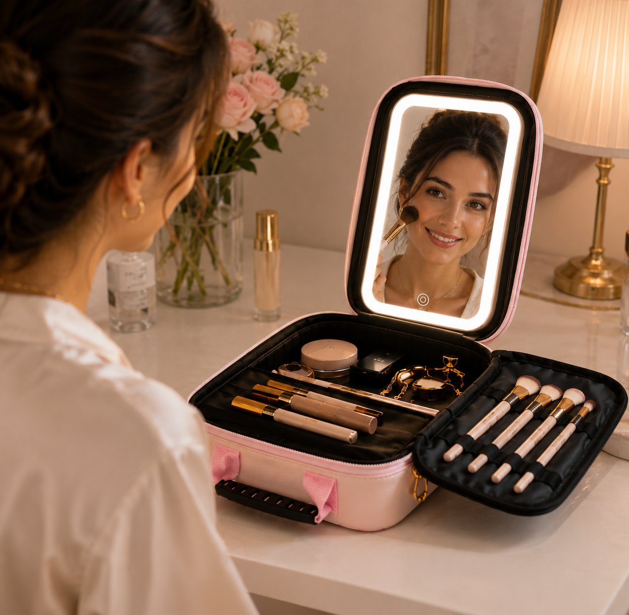 Trousse de Maquillage avec Miroir LED – Beauté & Rangement Tout-en-Un