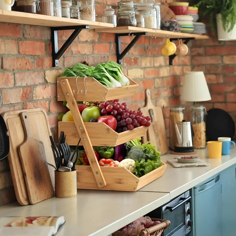Panier à Fruits en Bambou – Design & Rangement Optimal