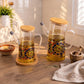Set de 2 Huiliers en Verre avec Plateau en Bambou – Élégance Marocaine