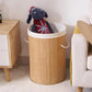 Panier à Linge en Bambou Pliable avec Doublure et Poignées