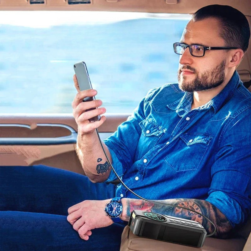 Démarreur de Voiture 4-en-1 avec Compresseur & Power Bank