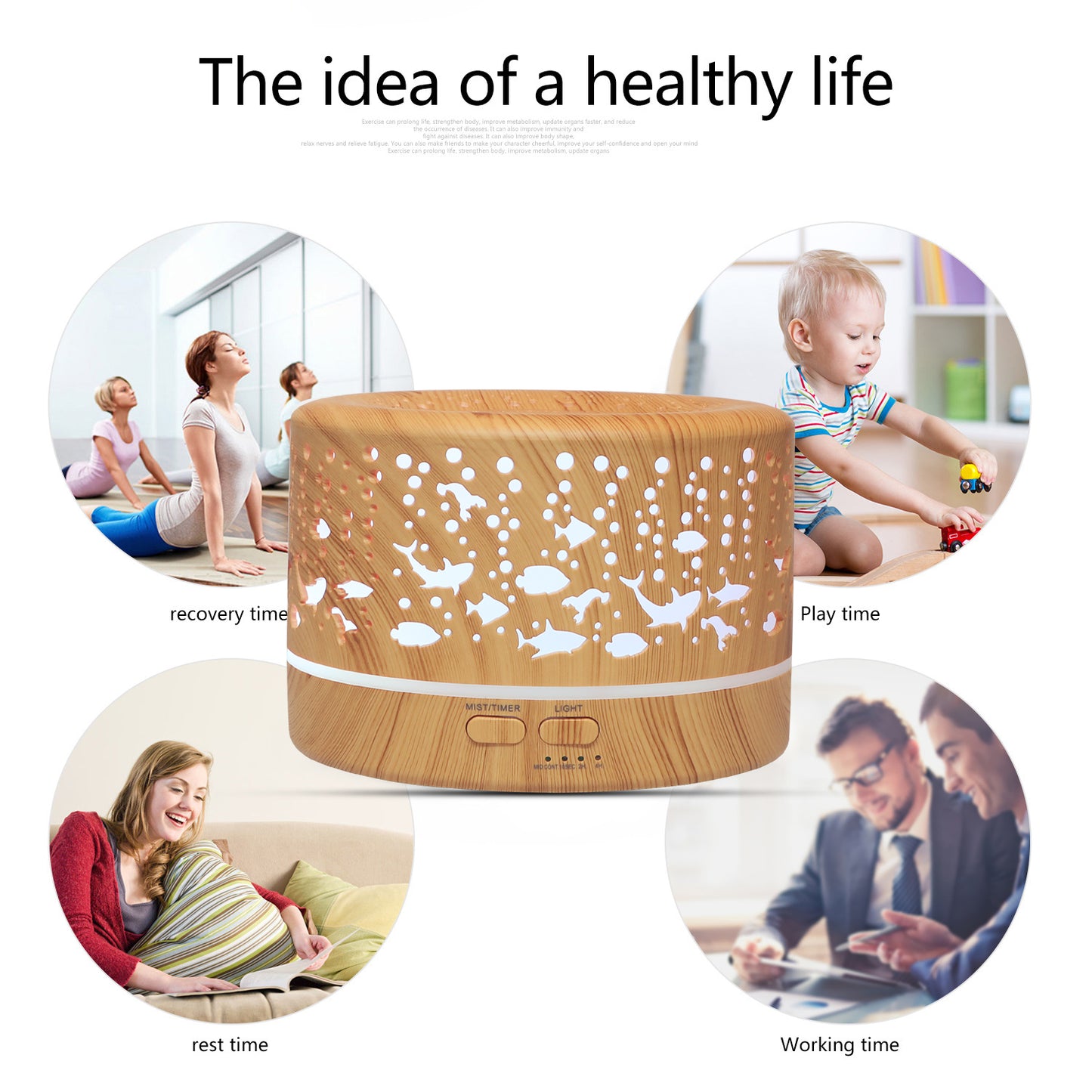 Diffuseur d'Huile Essentielle et Humidificateur d'Air Ultrasonique - 700 ml avec 7 Couleurs d'Ambiance