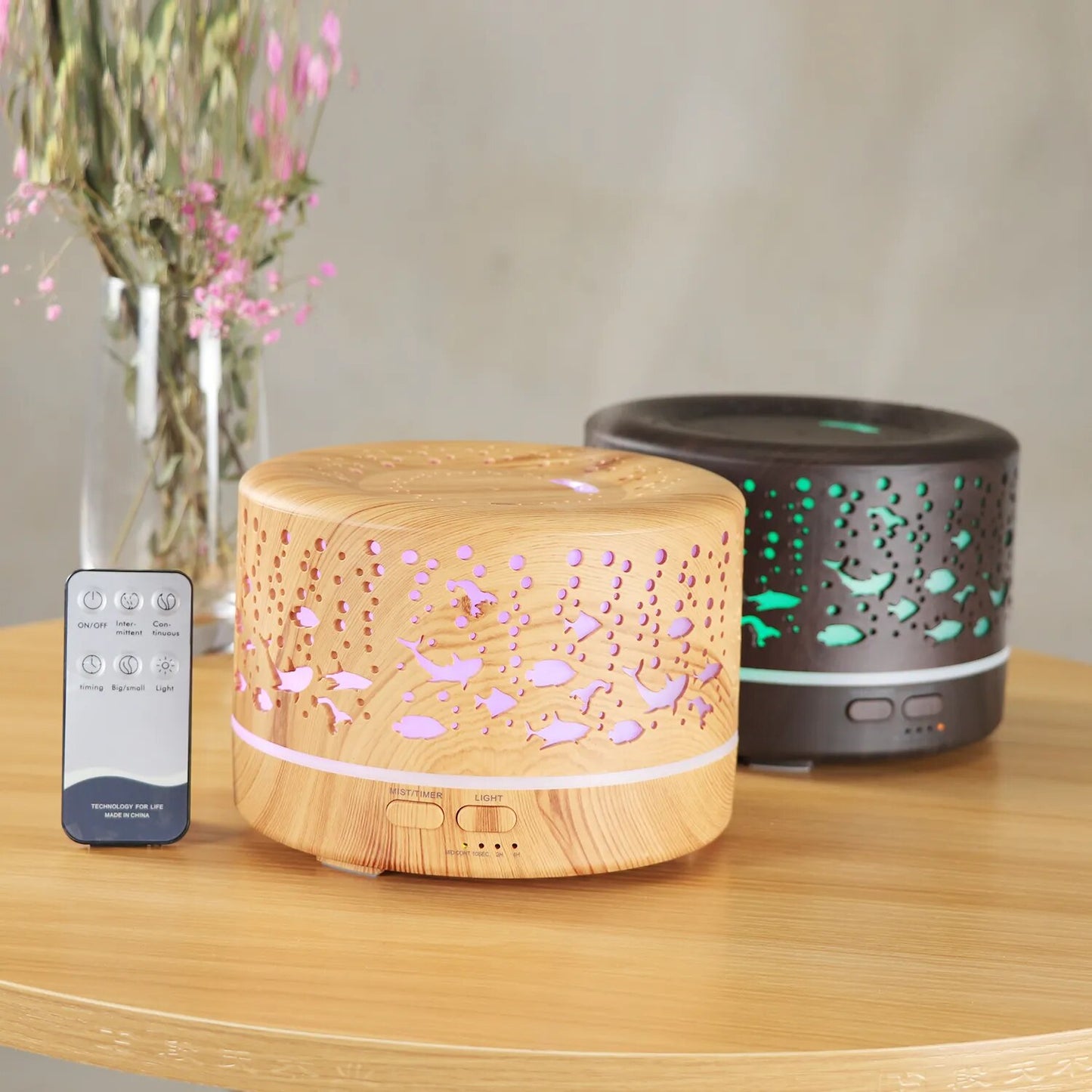Diffuseur d'Huile Essentielle et Humidificateur d'Air Ultrasonique - 700 ml avec 7 Couleurs d'Ambiance