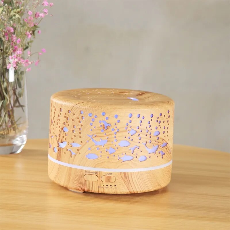 Diffuseur d'Huile Essentielle et Humidificateur d'Air Ultrasonique - 700 ml avec 7 Couleurs d'Ambiance