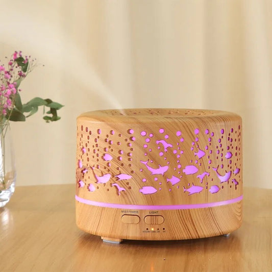 Diffuseur d'Huile Essentielle et Humidificateur d'Air Ultrasonique - 700 ml avec 7 Couleurs d'Ambiance