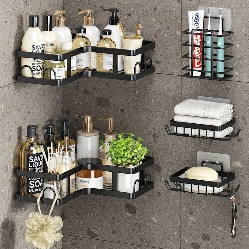 Étagères de Salle de Bain Sans Perçage – Lot de 5