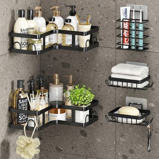 Étagères de Salle de Bain Sans Perçage – Lot de 5