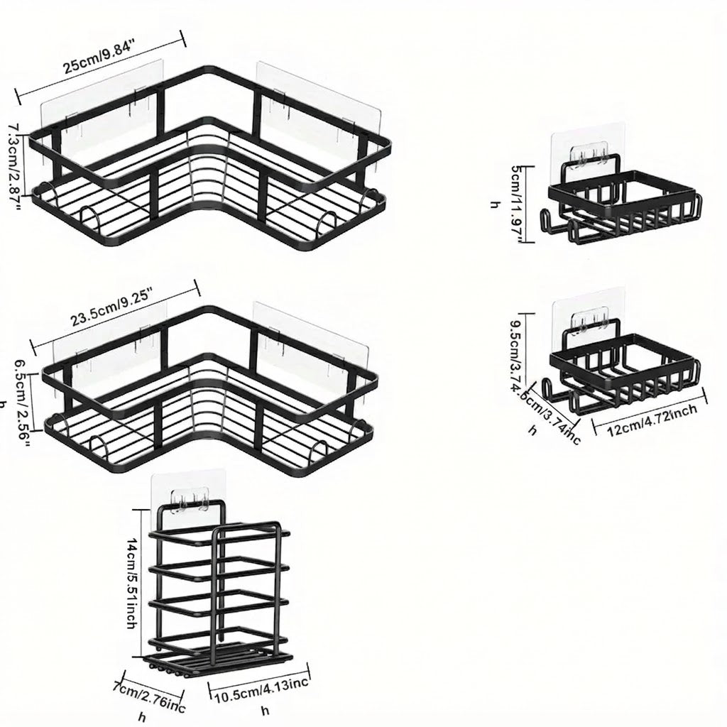 Étagères de Salle de Bain Sans Perçage – Lot de 5