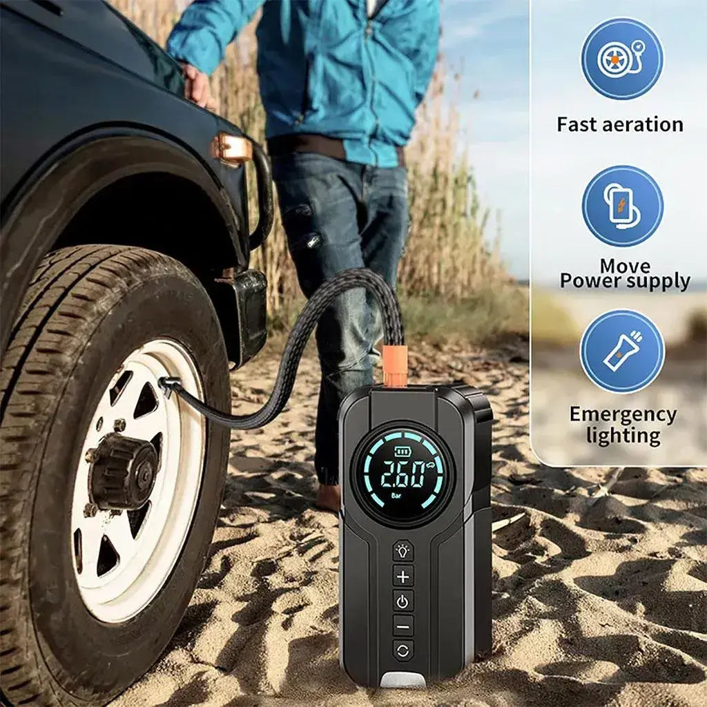 Démarreur de Voiture 4-en-1 avec Compresseur & Power Bank