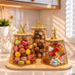 Trio de Bocaux en Verre avec Couvercles Décoratifs et Plateau en Bambou