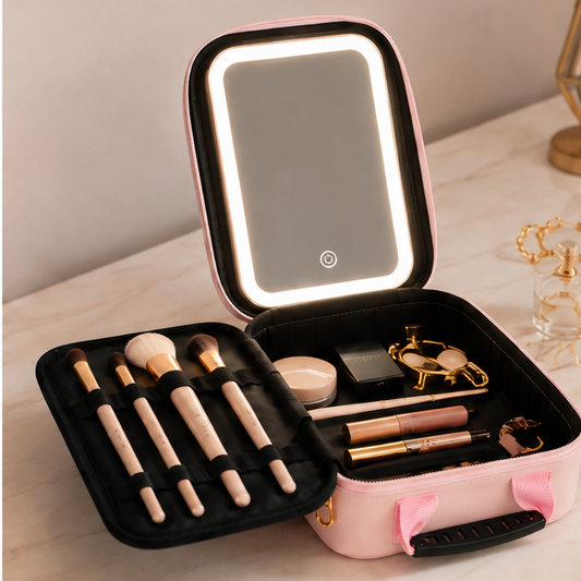 Trousse de Maquillage avec Miroir LED – Beauté & Rangement Tout-en-Un