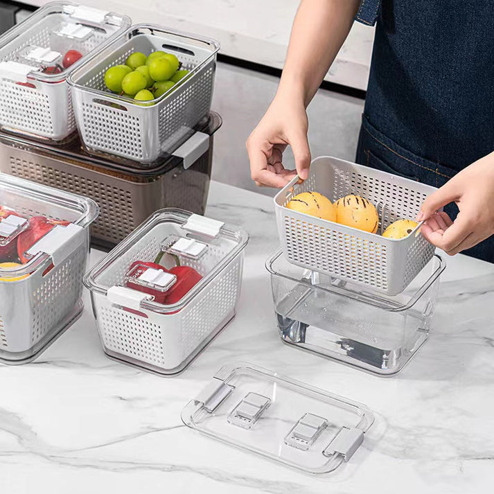 Organisateur de Réfrigérateur Transparent avec Couvercle