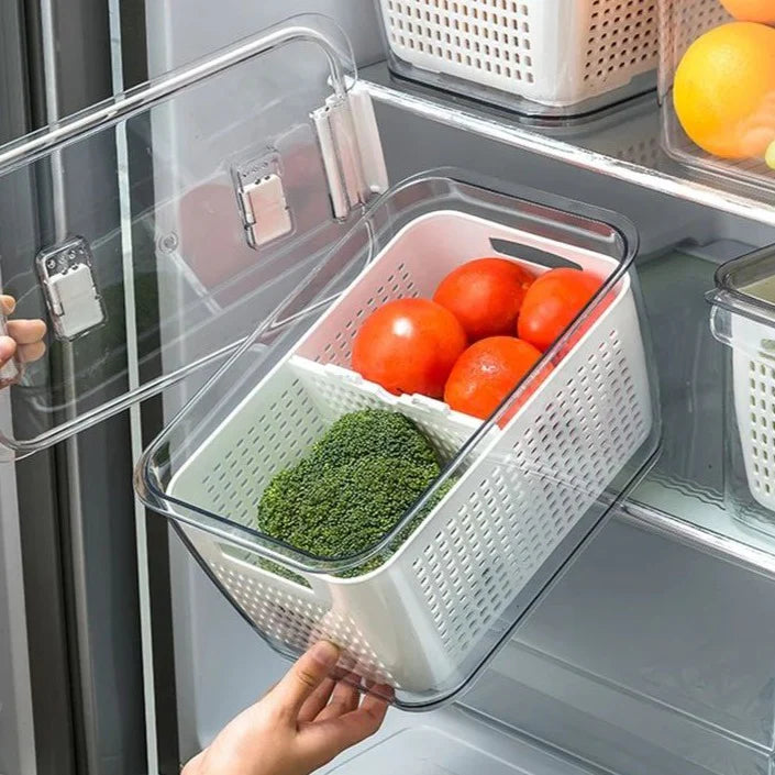 Organisateur de Réfrigérateur Transparent avec Couvercle