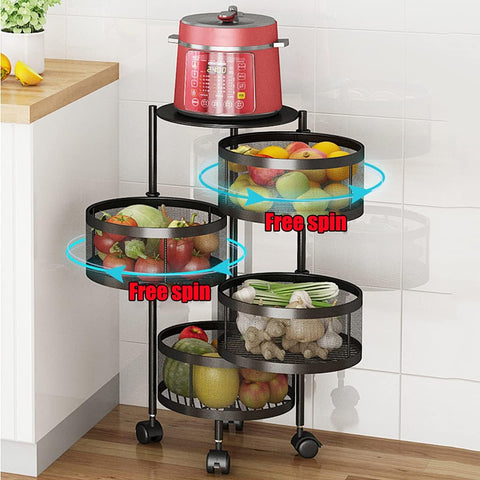 4 Tiers, Etagère Pivotante 360° pour Rangement Mobile