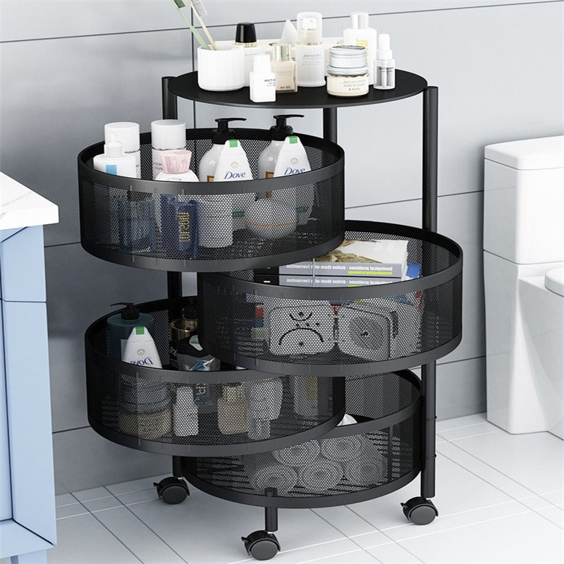 4 Tiers, Etagère Pivotante 360° pour Rangement Mobile