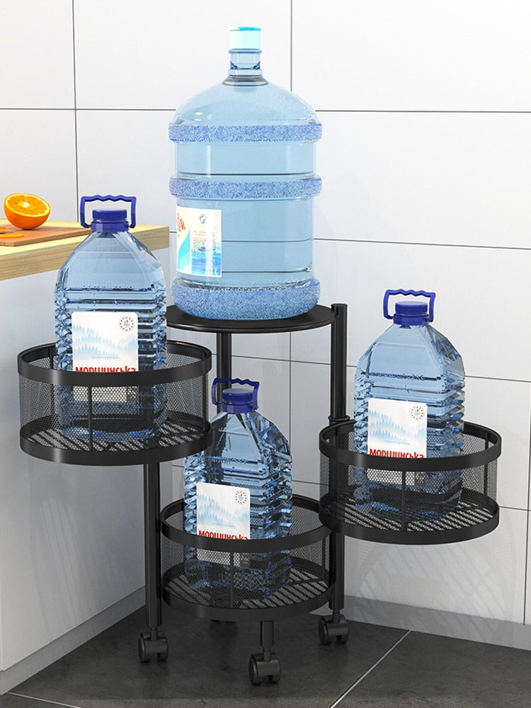4 Tiers, Etagère Pivotante 360° pour Rangement Mobile