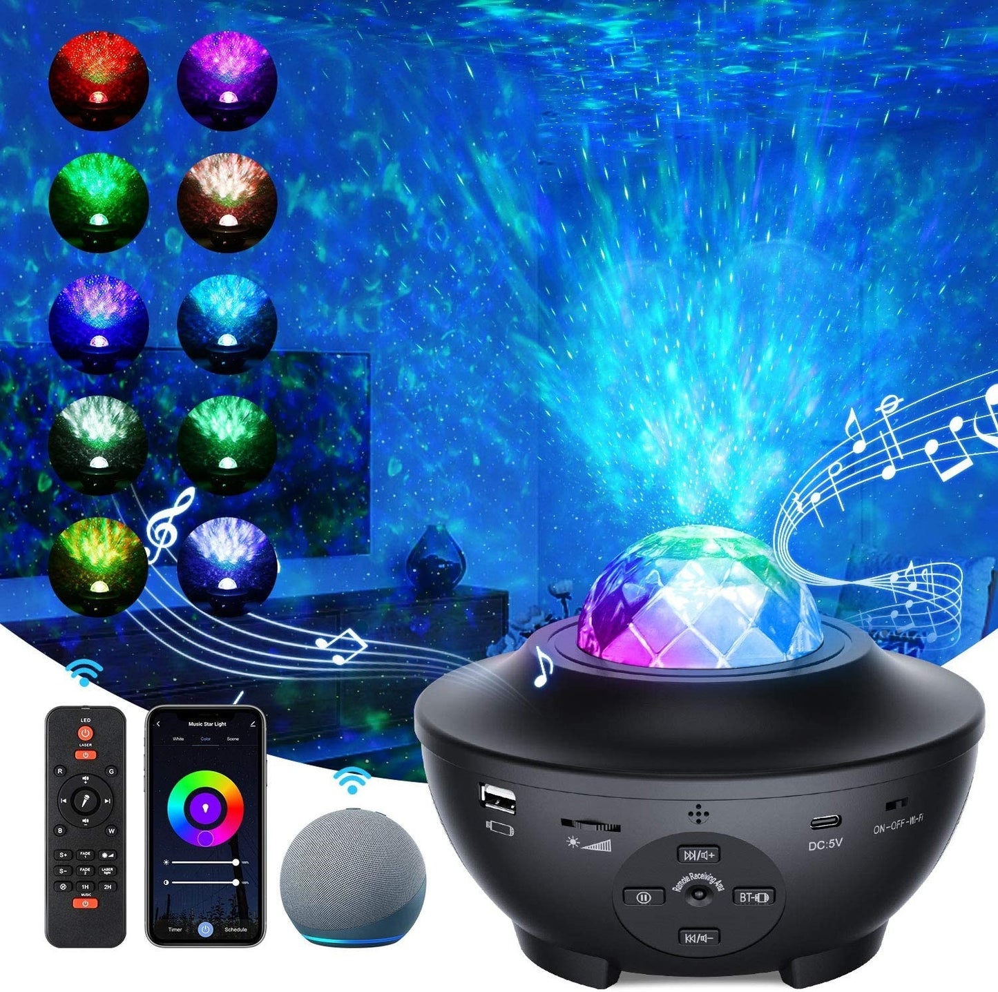 Projecteur étoilé avec haut-parleurs Bluetooth intégré