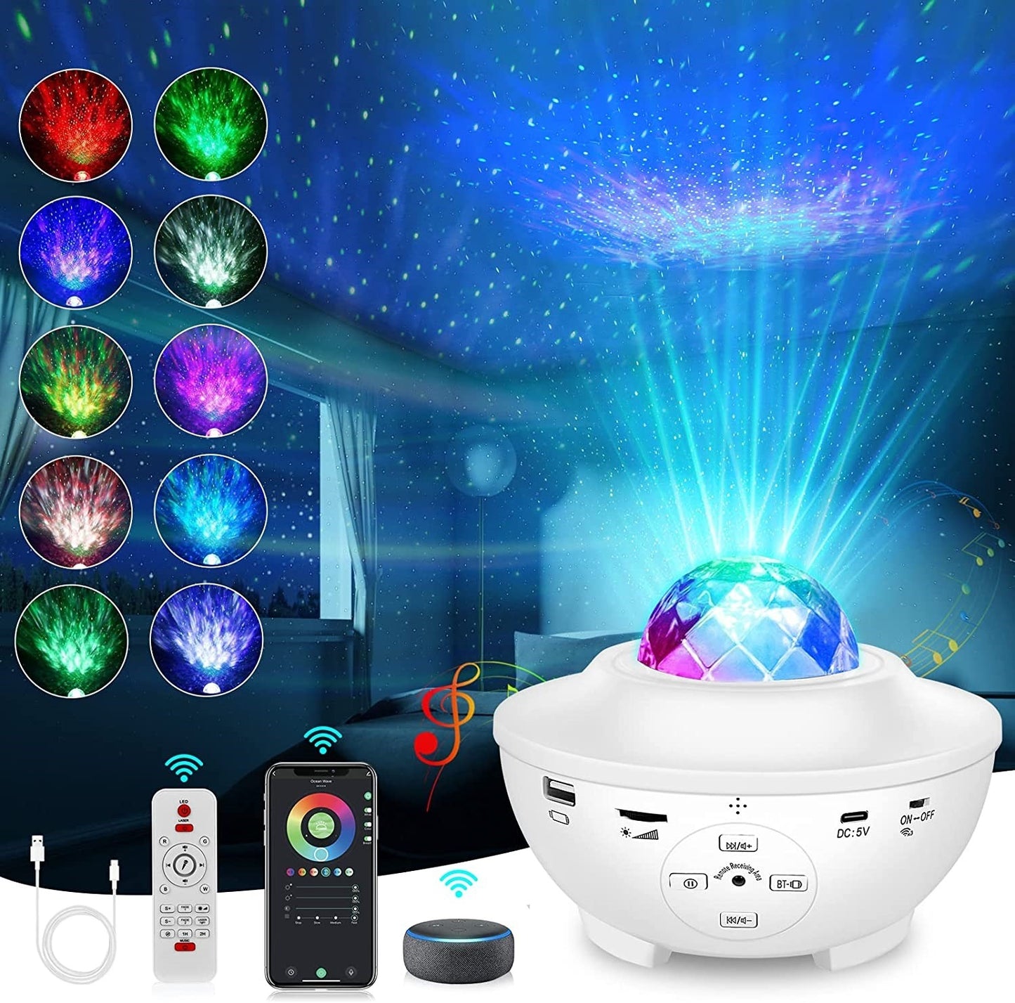 Projecteur étoilé avec haut-parleurs Bluetooth intégré