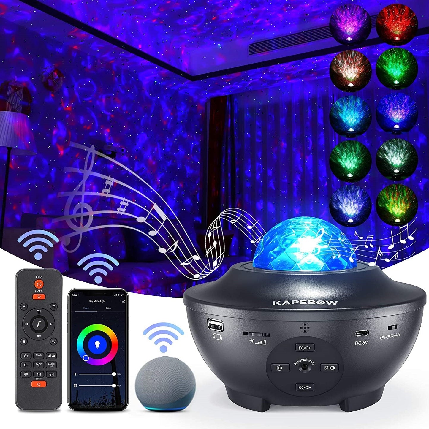Projecteur étoilé avec haut-parleurs Bluetooth intégré