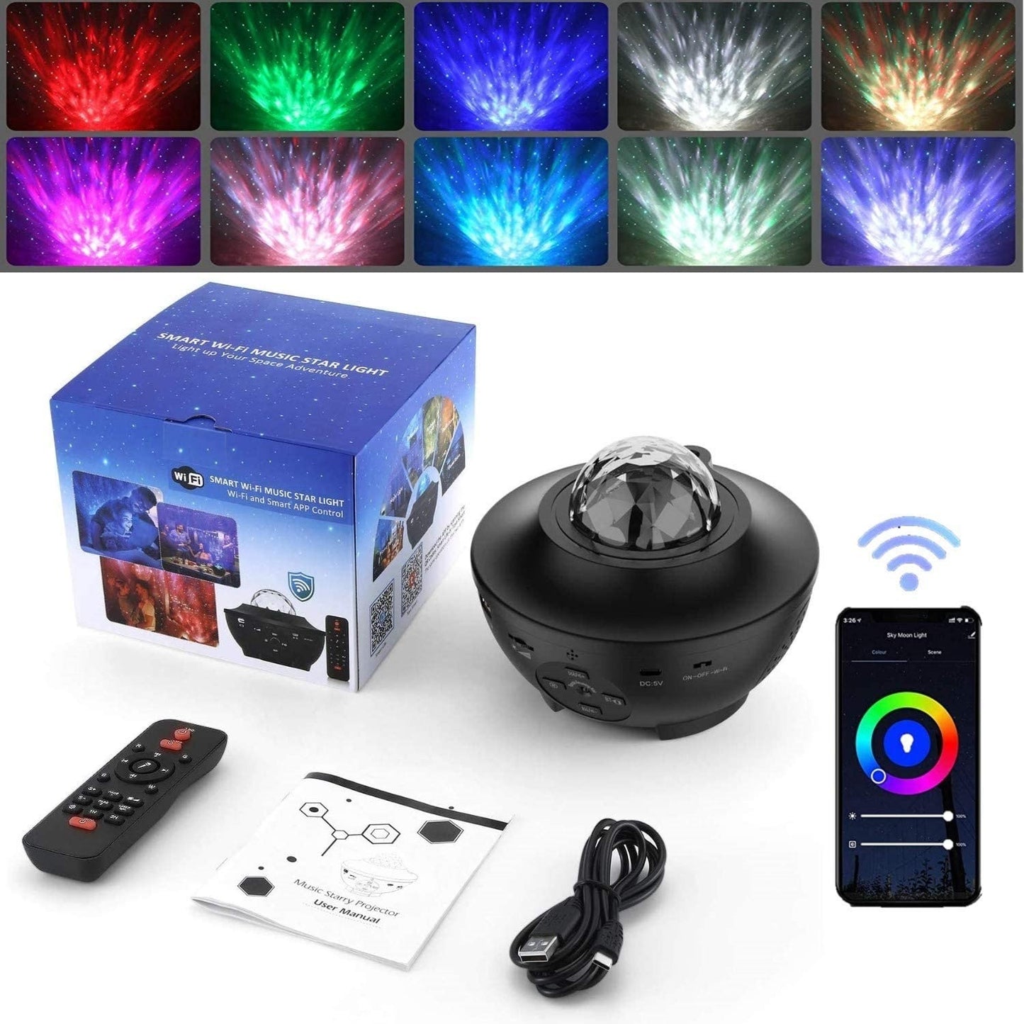 Projecteur étoilé avec haut-parleurs Bluetooth intégré